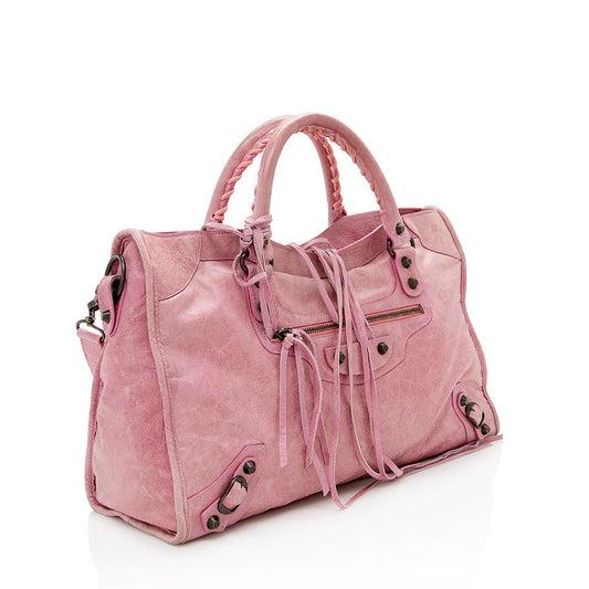 Luxury Balenciaga Agneau Classic City Satchel (SHF-17347)