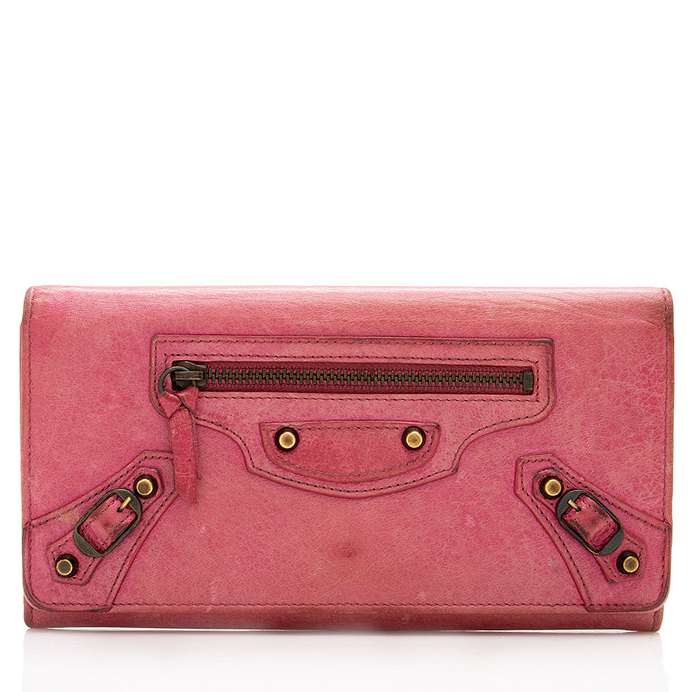 Luxury Balenciaga Agneau Motocross Classic Money Continental Wallet - FINAL SALE (SHF-18248)