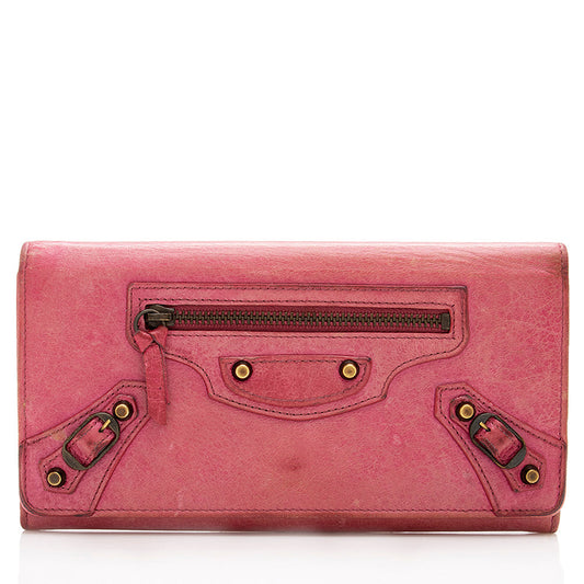 Luxury Balenciaga Agneau Motocross Classic Money Continental Wallet - FINAL SALE (SHF-18248)