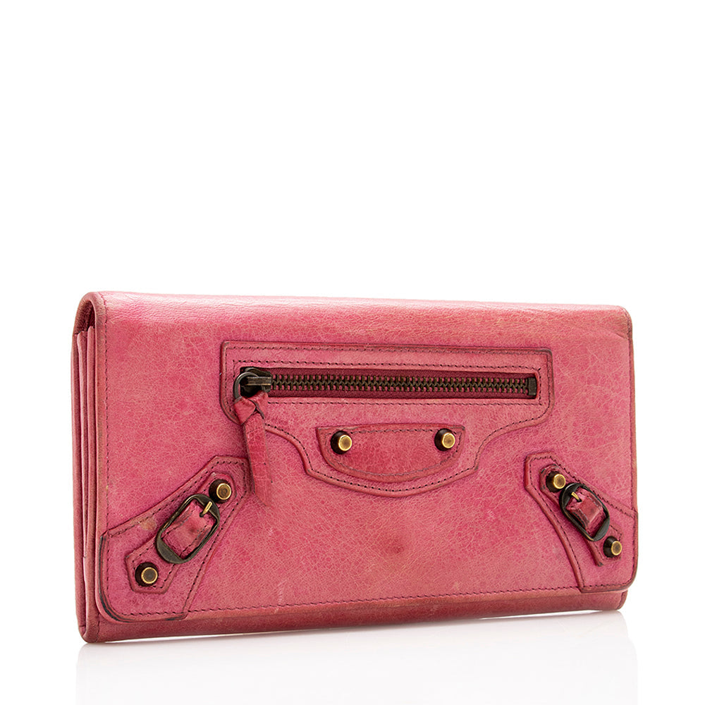 Luxury Balenciaga Agneau Motocross Classic Money Continental Wallet - FINAL SALE (SHF-18248)