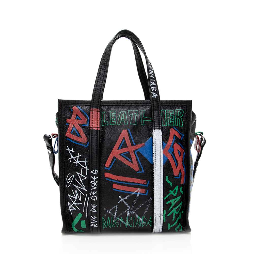 Luxury Balenciaga Agneau Graffiti Bazar Small Shopper Tote (SHF-19563)