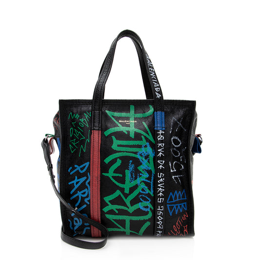 Luxury Balenciaga Agneau Graffiti Bazar Small Shopper Tote (SHF-19563)