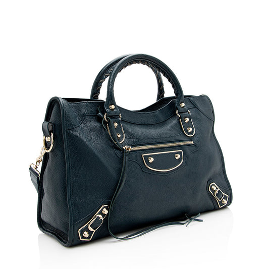 Luxury Balenciaga Agneau Metallic Edge City Satchel (SHF-17832)