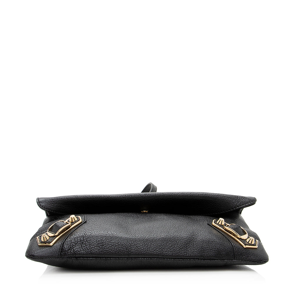 Luxury Balenciaga Agneau Metallic Edge Giant 12 Envelope Strap Clutch (SHF-18649)
