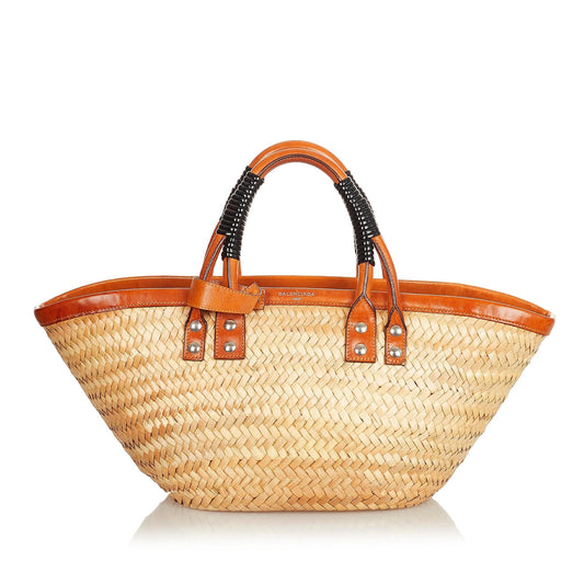 Luxury Balenciaga Bistrot Panier Straw Tote Bag (SHG-26428)
