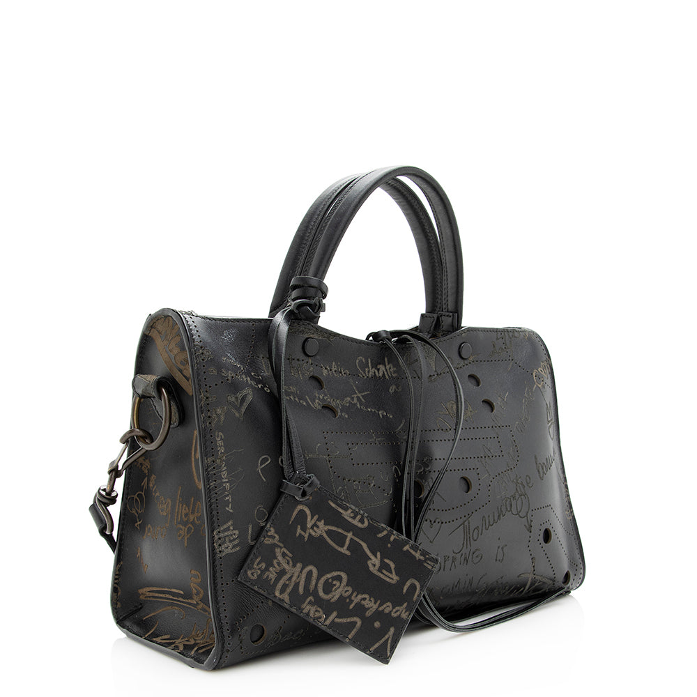 Luxury Balenciaga Calfskin Blackout Graffiti City Small Satchel (SHF-19896)
