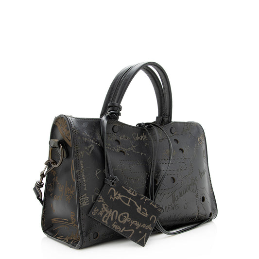 Luxury Balenciaga Calfskin Blackout Graffiti City Small Satchel (SHF-19896)