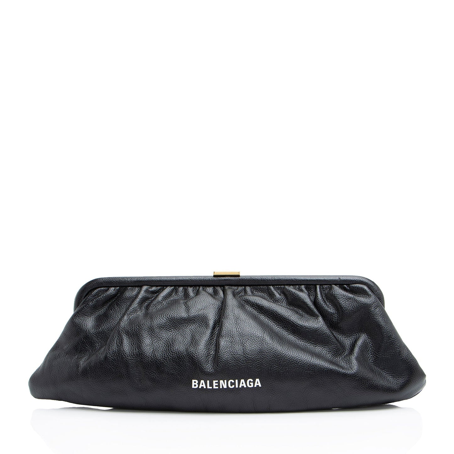Luxury Balenciaga Calfskin Logo Cloud XL Framed Clutch (SHF-DUmqD8)