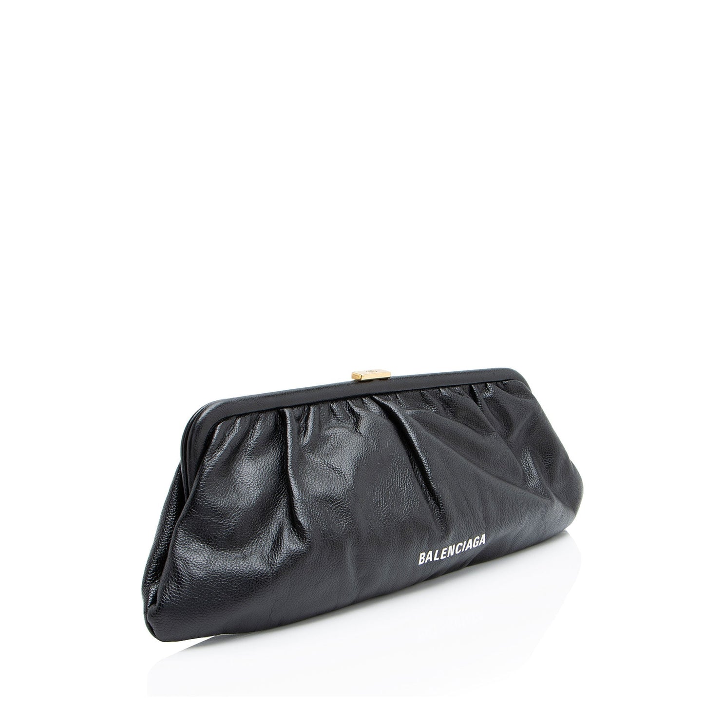 Luxury Balenciaga Calfskin Logo Cloud XL Framed Clutch (SHF-DUmqD8)