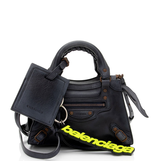 Luxury Balenciaga Calfskin Neo Classic Rust Hardware City Mini Satchel (SHF-pzIHQZ)