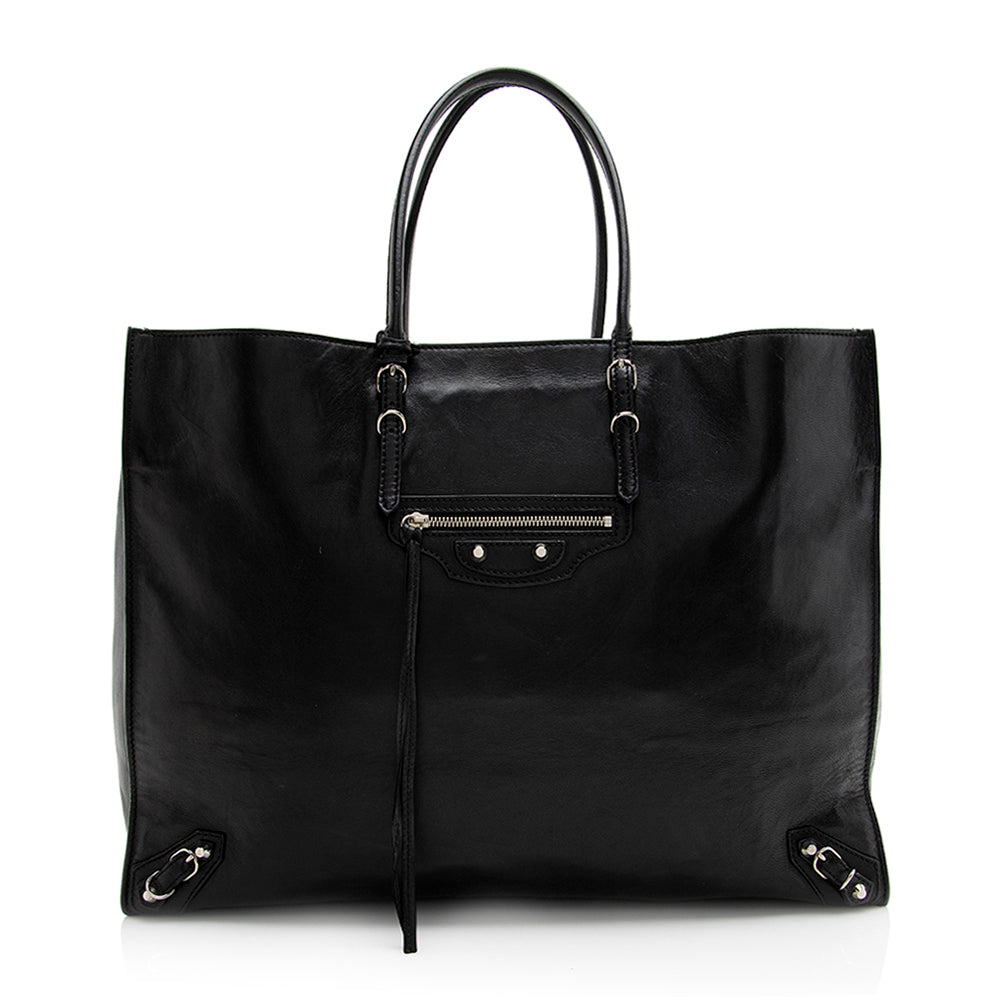 Luxury Balenciaga Calfskin Papier A4 Zip Around Large Tote (SHF-21607)