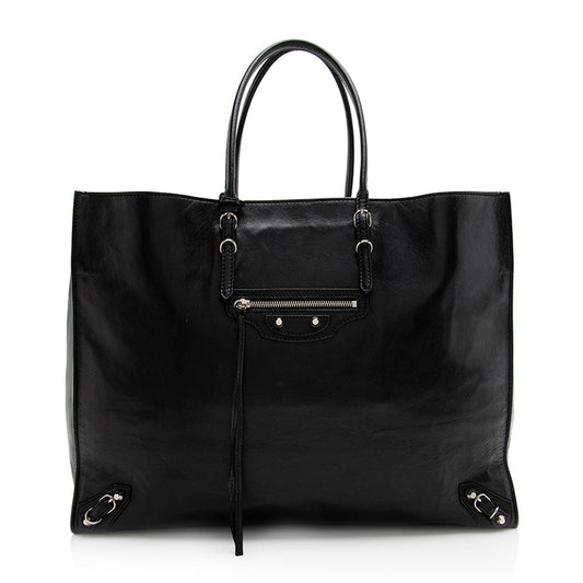 Luxury Balenciaga Calfskin Papier A4 Zip Around Large Tote (SHF-21607)