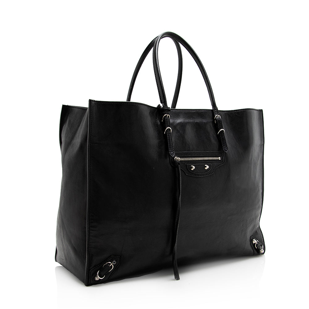 Luxury Balenciaga Calfskin Papier A4 Zip Around Large Tote (SHF-21607)