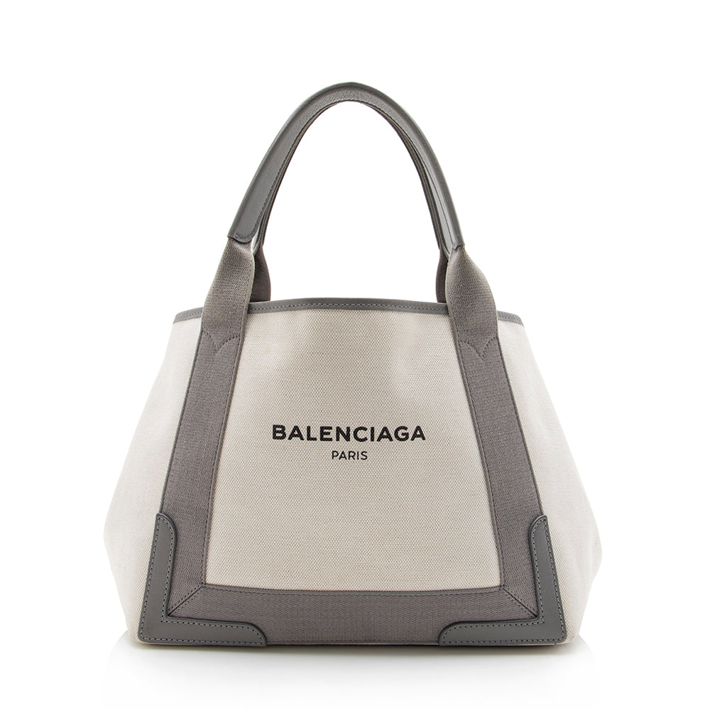 Luxury Balenciaga Canvas Logo Cabas Small Tote (SHF-13841)