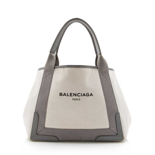 Luxury Balenciaga Canvas Logo Cabas Small Tote (SHF-13841)