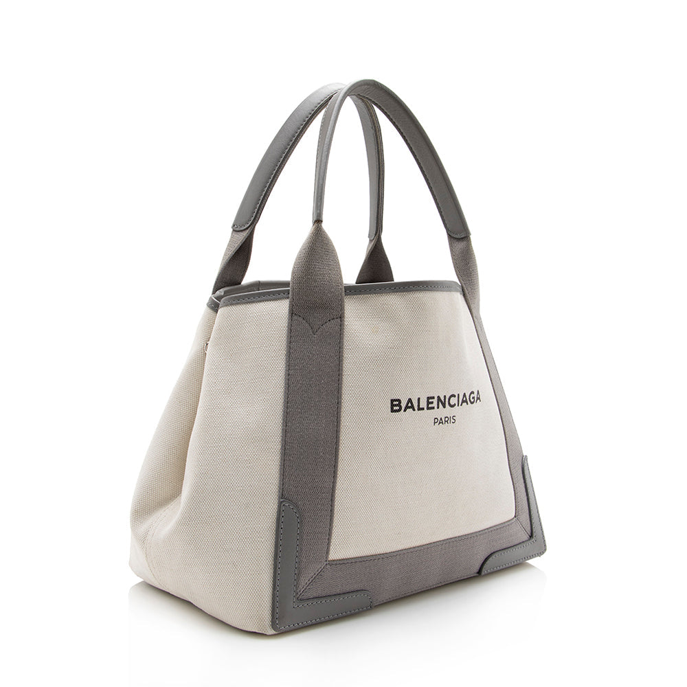 Luxury Balenciaga Canvas Logo Cabas Small Tote (SHF-13841)