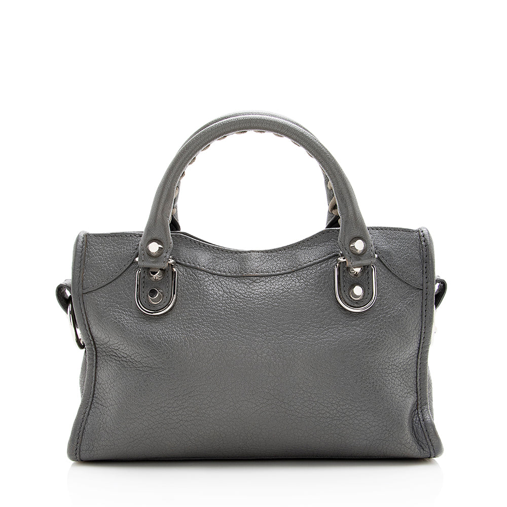 Luxury Balenciaga Chevre Metal Edge City Mini Satchel (SHF-18937)