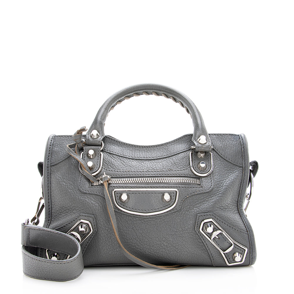 Luxury Balenciaga Chevre Metal Edge City Mini Satchel (SHF-18937)