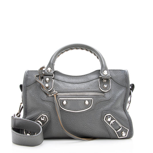 Luxury Balenciaga Chevre Metal Edge City Mini Satchel (SHF-18937)