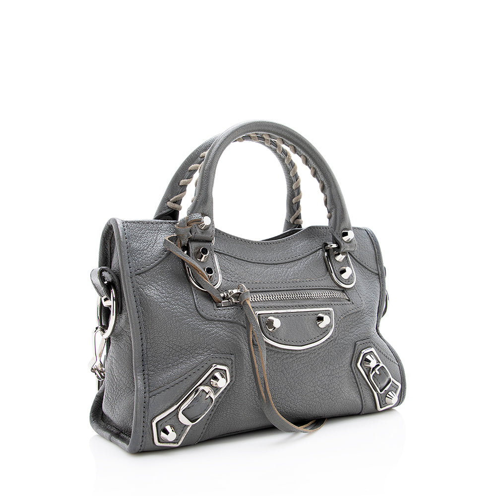 Luxury Balenciaga Chevre Metal Edge City Mini Satchel (SHF-18937)