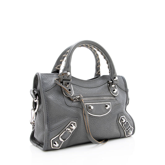 Luxury Balenciaga Chevre Metal Edge City Mini Satchel (SHF-18937)