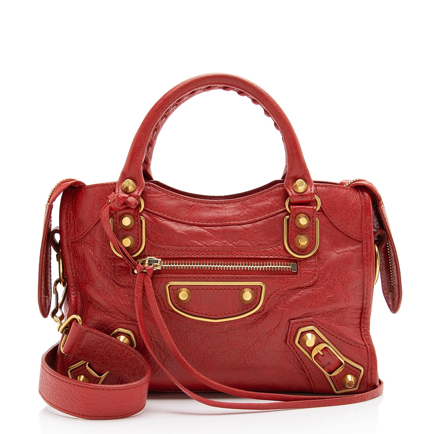 Luxury Balenciaga Chevre Metallic Edge City Mini Satchel (SHF-23034)