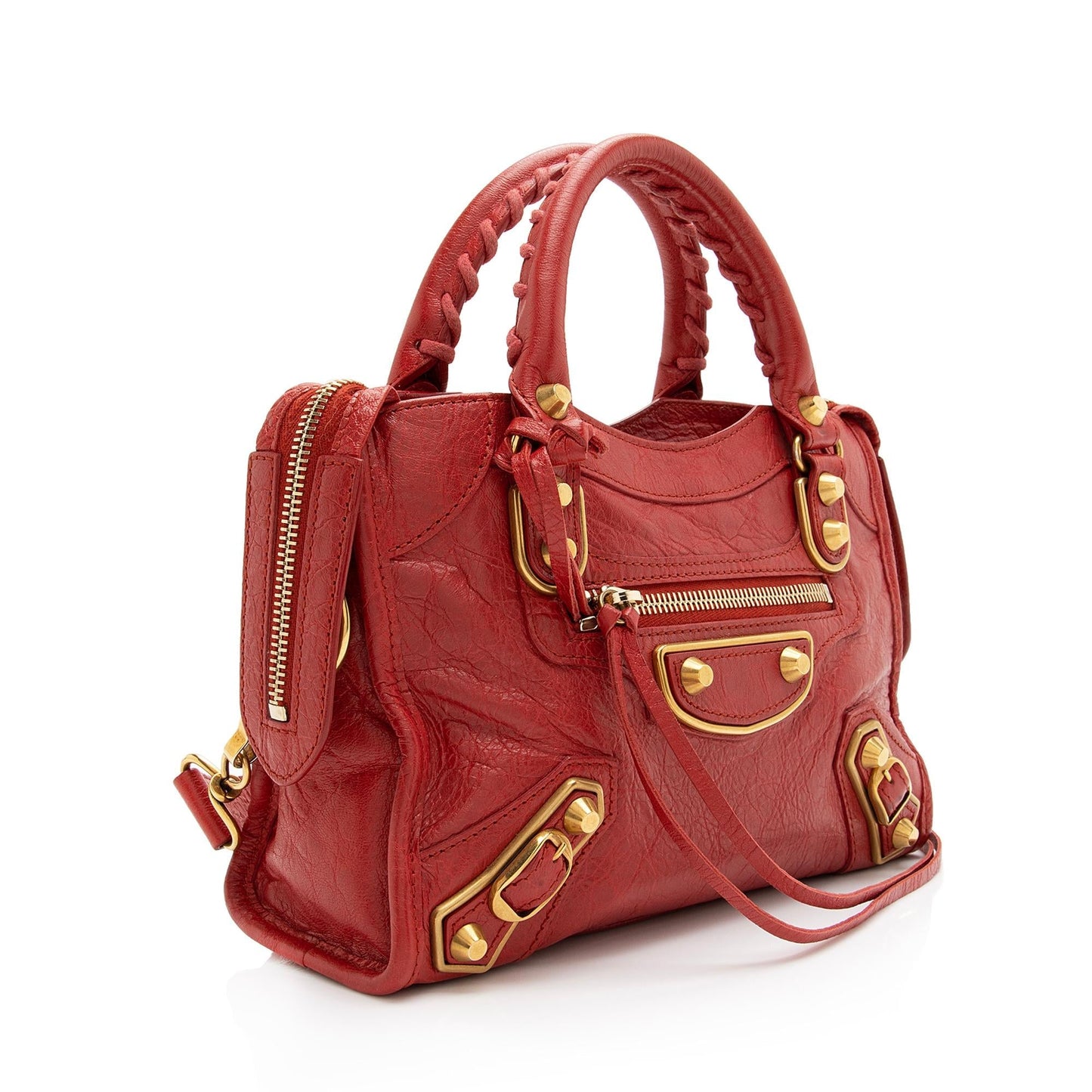 Luxury Balenciaga Chevre Metallic Edge City Mini Satchel (SHF-23034)