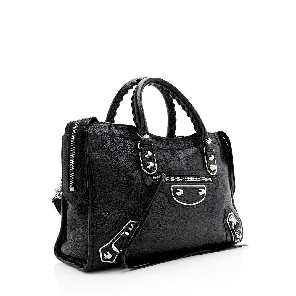 Luxury Balenciaga Chevre Metallic Edge City Small Satchel (SHF-21084)