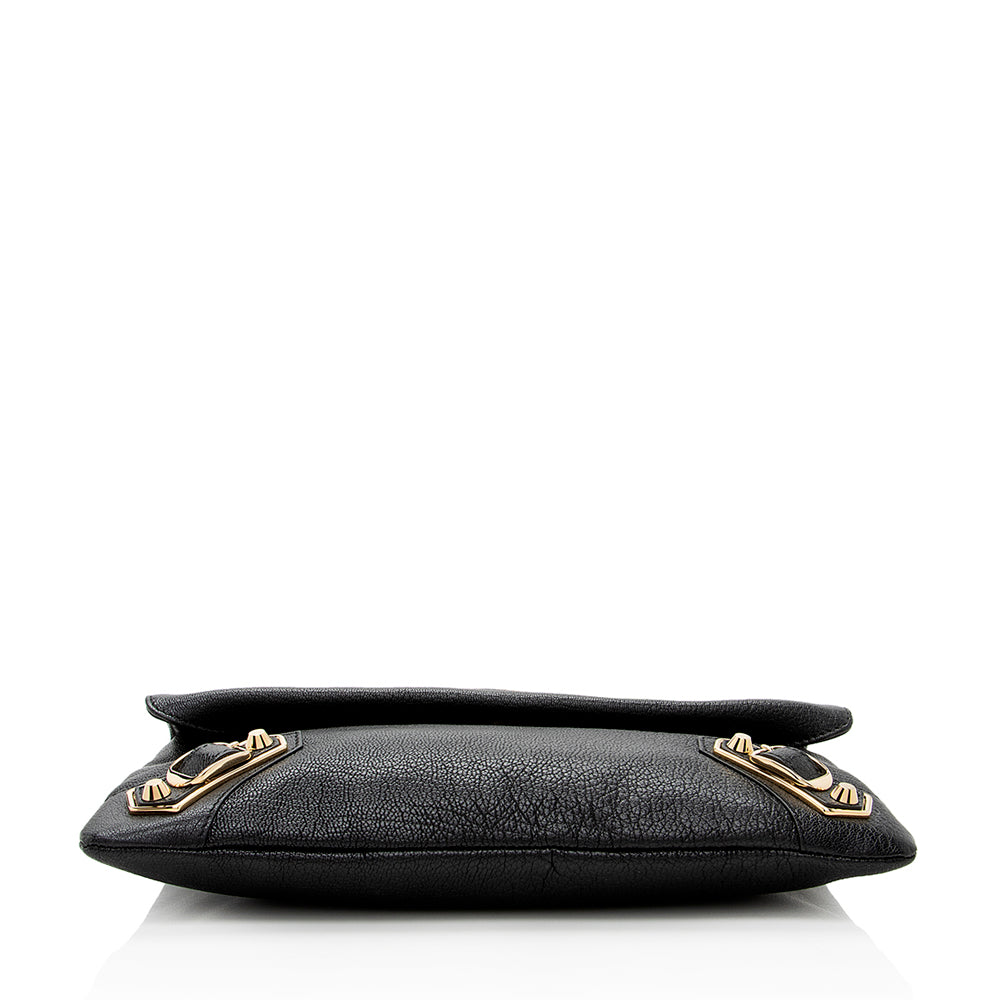 Luxury Balenciaga Chevre Metallic Edge Envelope Clutch (SHF-18041)