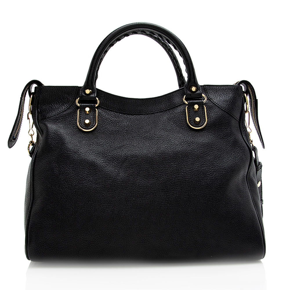 Luxury Balenciaga Chevre Metallic Edge Velo Satchel (SHF-18504)