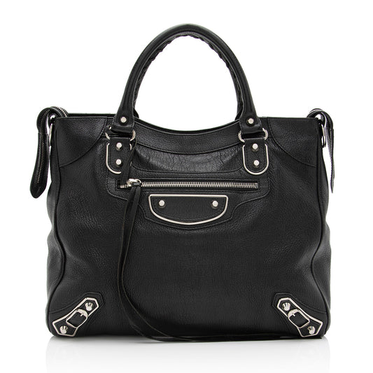 Luxury Balenciaga Chevre Metallic Edge Velo Satchel (SHF-dBQnvy)