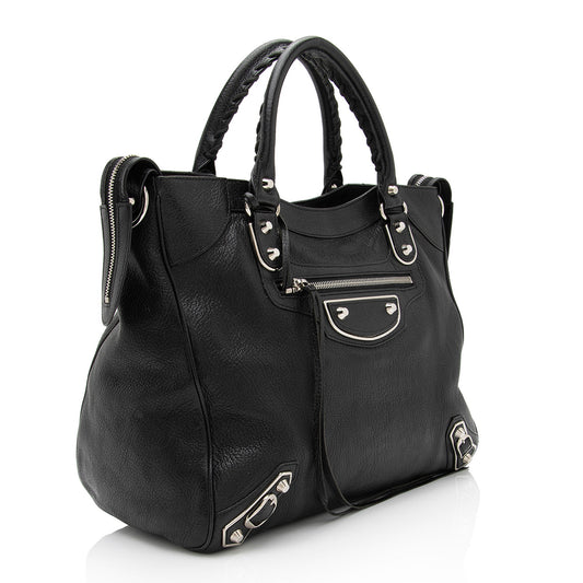 Luxury Balenciaga Chevre Metallic Edge Velo Satchel (SHF-dBQnvy)