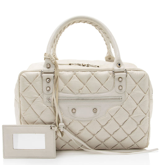 Luxury Balenciaga Chevre Quilted Matelasse Leather Boston Bag (SHF-KI2lV2)