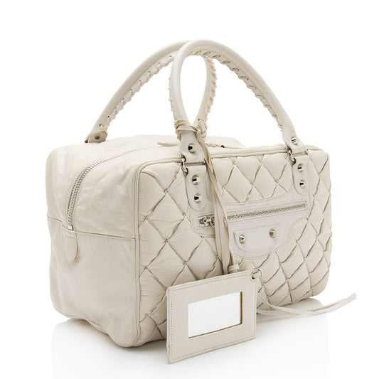 Luxury Balenciaga Chevre Quilted Matelasse Leather Boston Bag (SHF-KI2lV2)