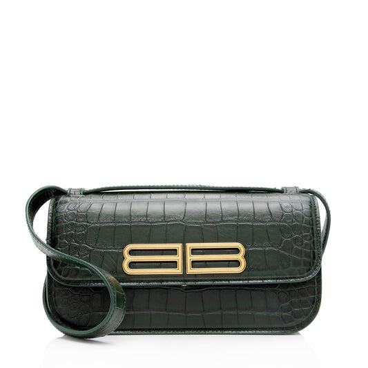 Luxury Balenciaga Croc Embossed Calfskin Gossip Small Shoulder Bag (SHF-Vvr5sm)