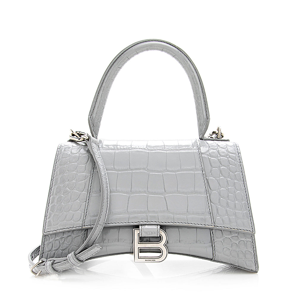 Luxury Balenciaga Croc Embossed Calfskin Hourglass Small Satchel (SHF-19286)
