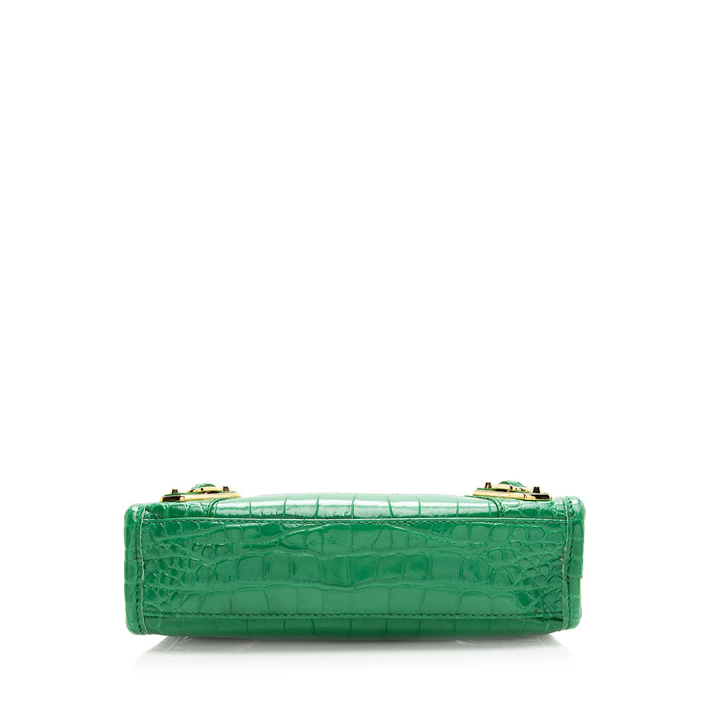 Luxury Balenciaga Croc Embossed Calfskin Metallic Edge City Nano Satchel (SHF-19953)