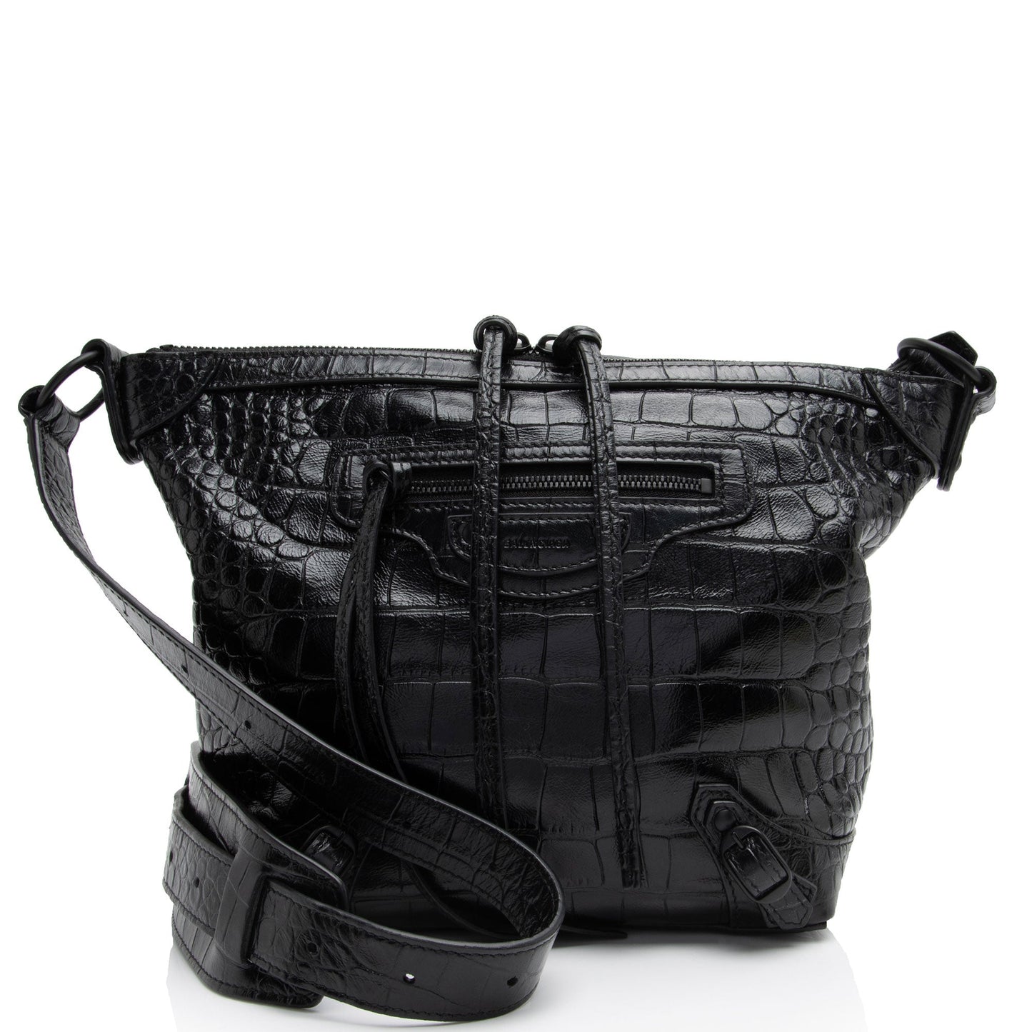 Luxury Balenciaga Croc Embossed Calfskin Neo Classic XS Hobo (SHF-eCbmjO)