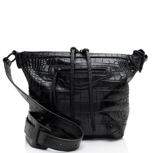Luxury Balenciaga Croc Embossed Calfskin Neo Classic XS Hobo (SHF-eCbmjO)