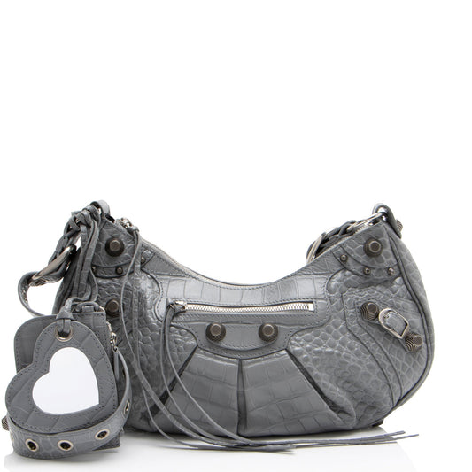 Luxury Balenciaga Croc Embossed Le Cagole Small Shoulder Bag (SHF-ymVG4a)
