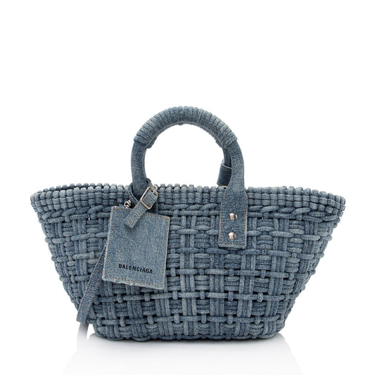 Luxury Balenciaga Denim Bistro Panier XS Tote (SHF-73HneA)