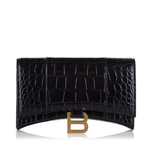 Luxury Balenciaga Embossed Hourglass Wallet On Chain (SHG-36402)