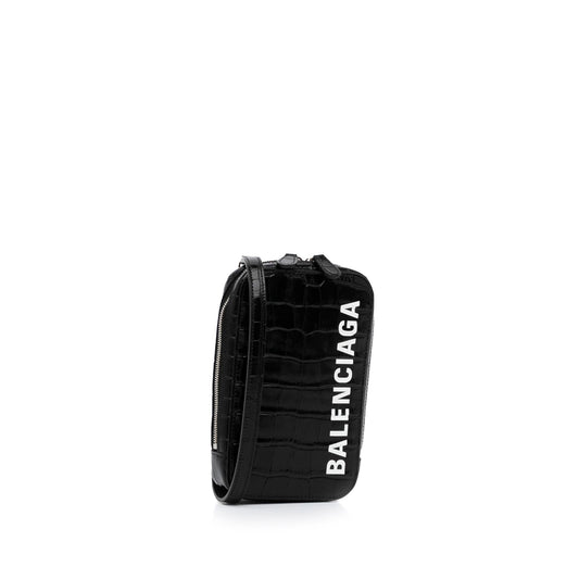 Luxury Balenciaga Embossed Zip Phone Holder (SHG-J8voGS)