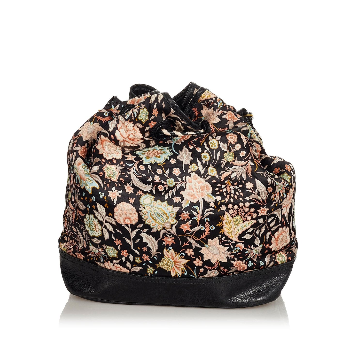 Luxury Balenciaga Floral Print Satin Bucket Bag (SHG-25724)