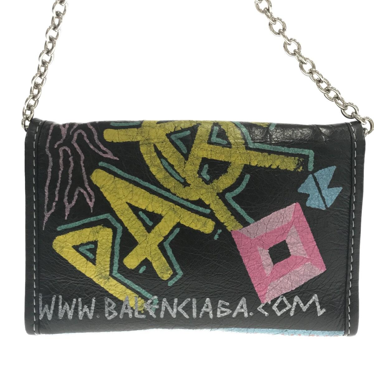 Luxury Balenciaga Graffiti Bazar Wallet on Chain (SHG-oYMvoB)