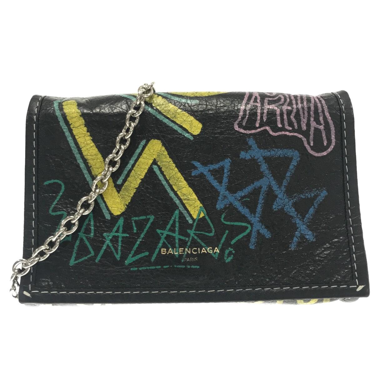 Luxury Balenciaga Graffiti Bazar Wallet on Chain (SHG-oYMvoB)