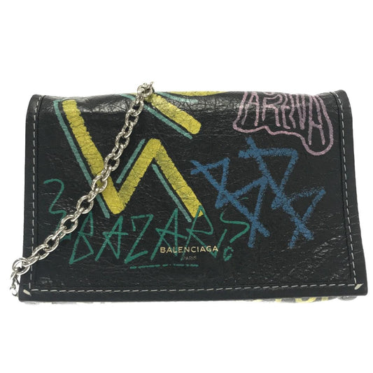 Luxury Balenciaga Graffiti Bazar Wallet on Chain (SHG-oYMvoB)