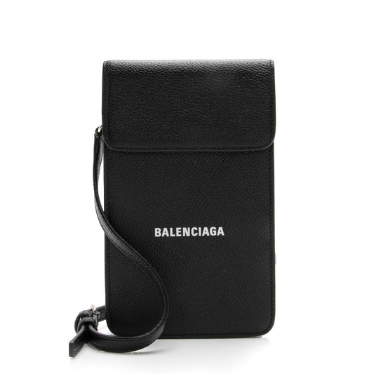 Luxury Balenciaga Grained Calfskin Logo Cash Phone Card Holder Flap Bag (SHF-23466)