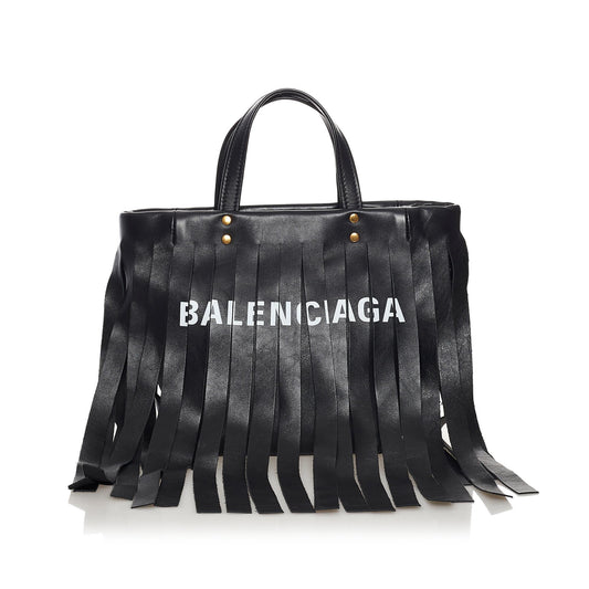 Luxury Balenciaga Laundry Cabas Fringe Leather Tote Bag (SHG-33746)