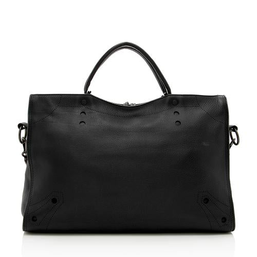 Luxury Balenciaga Leather Blackout City Satchel (SHF-17534)